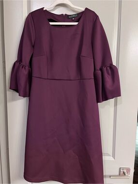 Eloquii Plum Bell Sleeve Sheath Dress with Cutout Neck